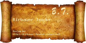 Birbauer Teodor névjegykártya